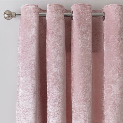 Blush Velvet Curtains, Crushed Velvet Curtains, Pink Velvet Curtains, Blush Curtains, Velvet Design, Eyelet Curtains, Pink Curtains, Grey Room, Lined Curtains