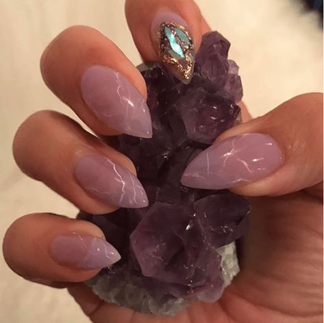 Stone Nails, Nagellack Trends, New Nail Art, Clear Nails, Crystal Nails, Nails Inc, My Nails, Purple Nails, Nail Decorations