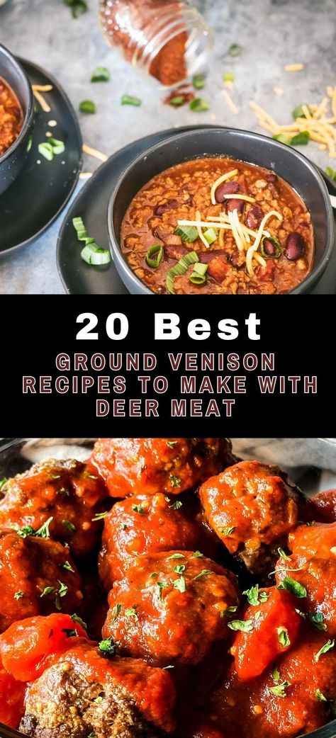 Whether you’re a seasoned venison lover or a newcomer to consuming this lean wild game meat, all of these recipes are sure to tantalize your tastebuds, so continue to use up those pounds of ground venison in your freezer. How To Make Venison Not Gamey, How To Cook Ground Venison, Venison Mince Recipes, Venison Ground Meat Recipes, Ground Venison Chili, Venison Burger Recipes, Ground Deer Recipes, Deer Recipes Venison, Deer Burger Recipes