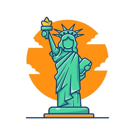 Statue of liberty cartoon illustration. ... | Premium Vector #Freepik #vector #monument #statue-liberty #landmark #liberty Statue Of Liberty Cartoon, Statue Of Liberty Drawing, Independence Day Poster, Dibujo Simple, Vintage Statues, Iphone Wallpaper Quotes Love, Pretty Drawings, Travel Stickers, Cartoon Drawing