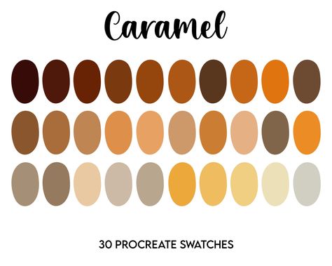 Tan Skin Color Palette, Tan Skin Outfit, Coffee Procreate, Caramel Color Palette, Caramel Skin Tone, Pallete Color, Procreate Easy, Swatches Color, Procreate Palette