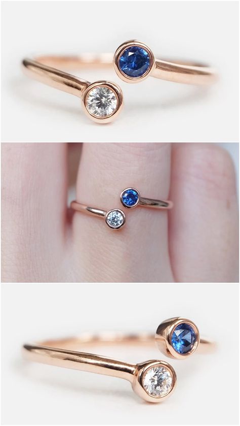 2 Gemstone Ring, Two Gemstone Ring, Mothers Jewelry, Dual Birthstone Ring, Two Stone Ring, Sister Rings, Mothers Ring, Couples Ring, Gold Necklace Indian