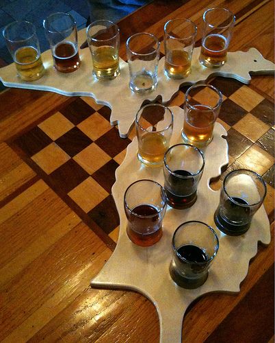 sampling some Michigan beers #puremichigan Beer Flight Paddle, Flight Boards, Lemon Meringue Cookies, Beer Sampler, Michigan Crafts, Oak Restaurant, Beer Flight, Michigan Girl, Beer Wood