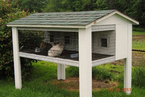 Homemade Rabbit Cage Outdoor, Cute Bunny House, Rabbit Condo, Rabbit Cages Outdoor, Rabbit Hutch Plans, Outdoor Rabbit Hutch, Rabbit Farm, Bunny Hutch, Meat Rabbits