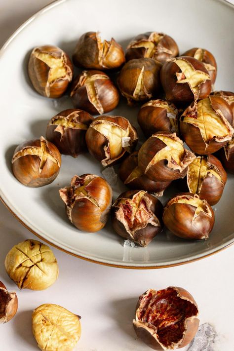 Air fryer chestnuts are a delicious fall and holiday treat. Roasting chestnuts in the air fryer is easy to do and roasts them up quickly. Chestnuts In The Airfryer, Chestnuts In Air Fryer Easy, Roasted Chestnuts Air Fryer, Roasting Chestnuts In Air Fryer, Roast Chestnuts In Air Fryer, How To Roast Chestnuts In The Oven, Chestnuts Recipes, Roasted Chestnuts Recipes, Bacon Wrapped Water Chestnuts