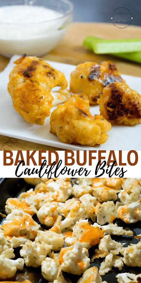 Buffalo Cauliflower Bites Recipe | Dine Dream Discover Healthy Buffalo Cauliflower, Baked Buffalo Cauliflower Bites, Deep Fried Cauliflower, Spicy Roasted Cauliflower, Buffalo Cauliflower Wings, Buffalo Cauliflower Recipes, Baked Buffalo Cauliflower, Vegan Buffalo Cauliflower, Buffalo Cauliflower Bites