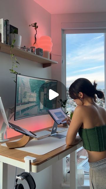 marisa on Instagram: "Am I the only one who enjoys being jetlagged? I love how the light shines through my workspace and the extra hours in my day 🌄

Currently prepping for a very important early call with a team in eastern time! 🧸 

Sunrise timelapse set up:
Balance board — @letsmovemate 
Plant pot — @plats_official 
Standing desk — flexispot 48” maple (🔗 in amazon “desk set up”)
Wooden keyboard and trackpad tray — grovemade (🔗in bio)
Laptop stand — yohann (🔗 in bio)" Sunrise Timelapse, Growth Design, Amazon Desk, Wooden Keyboard, User Testing, User Flow, Am I The Only One, Ux Designer, My Workspace