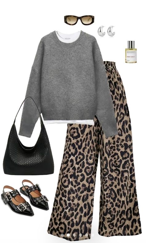 Skirt Outfits With Boots, Outfits With Boots, Cheetah Print Outfits, Leopard Print Outfits, Leopard Print Pants, Print Pants, Autumn Outfit, Outfit Inspo Fall, Looks Style