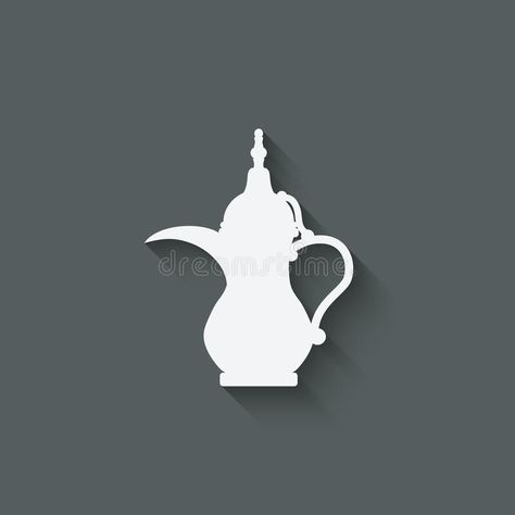 Arabic coffee pot stock illustration Saudi Coffee, Arabic Coffee Pot, Inspiration Collage, Arabic Coffee, Coffee Pot, Black Background, Black Backgrounds, A Black, Art Ideas