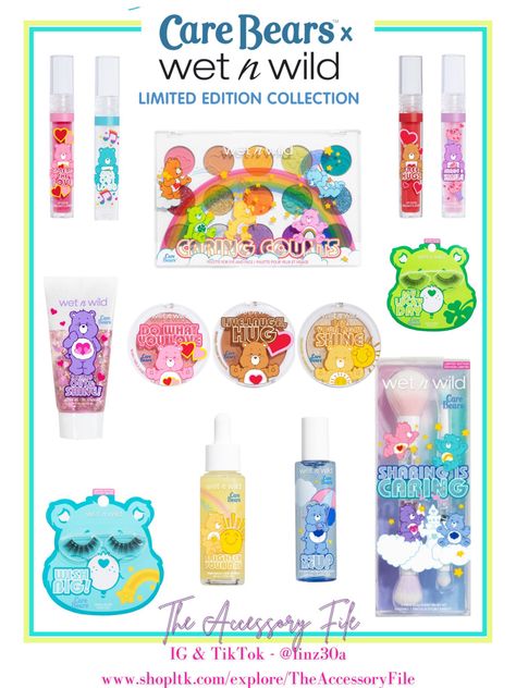 ⭐️⭐️⭐️Care Bears x Wet N Wild Collection⭐️⭐️⭐️ Makeup, Care Bears makeup, carebears makeup, wet n wild Care Bears collection, lip gloss, bronzer, blush, body glitter, false lashes, eyeshadow palette, blush Care Bears Makeup Collection, Wet N Wild Care Bears, Care Bear Makeup, Novelty Makeup, Care Bears Makeup, Bear Makeup, Care Bear Tattoos, Shiny Lip Gloss, Care Bear Party