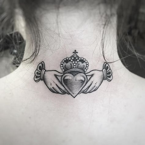 Claddagh Tattoo | Tattoo Ideas and Inspiration Claddagh Ring Tattoo, Irish Claddagh Tattoo, Claddagh Tattoo, Ireland Tattoo, Ring Tattoo Designs, Best Neck Tattoos, Shamrock Tattoos, Celtic Cross Tattoos, Irish Tattoos