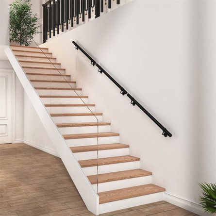 Handrail For Indoor Stairs, Basement Staircase Railing, Plexiglass Stair Railing, Hand Rail For Stairs, Modern Metal Stair Railing, Hand Railings For Stairs Indoor, Railings For Stairs Indoor, Indoor Railings For Stairs, Stair Railing Steel