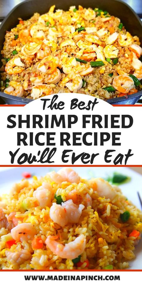 The best shrimp fried rice recipe for an easy healthy weeknight dinner! This one pan, 30 minute recipe will quickly become a family favorite dinner! #shrimpfriedrice #betterthantakeout #chinesefood #dinnerrecipes #easy #delicious Healthy Shrimp Fried Rice Recipe, Shrimp Fried Rice Recipe Easy, Best Shrimp Fried Rice, Healthy Shrimp Fried Rice, Chinese Shrimp Fried Rice, Easy Shrimp Fried Rice Recipe, Easy Shrimp Fried Rice, Best Fried Rice Recipe, Chinese Meals