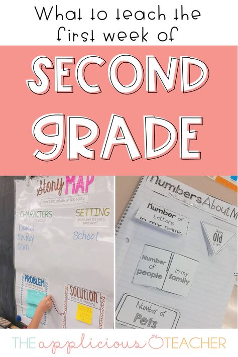 What to teach the first week of 2nd grade? This post has you covered with all the activities you'll need for bts in 2nd grade TheAppliciousteacher.com First Week Math Activities 2nd Grade, 2nd Day Of 2nd Grade Activities, First Week Activities For 2nd Grade, 2nd Grade Journal Ideas, First Week Of Second Grade Activities, Second Grade First Week Of School, First Week Of 2nd Grade, First Week Of Second Grade, 2nd Grade Crafts