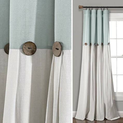 Craftsman Curtains, Two Tone Curtains, Designer Curtains, Coastal Living Decor, Linen Curtain Panels, Diy Room Decor For Teens, Beach House Interior Design, Drapes And Blinds, Hanger Decor