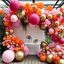 Wedding Luau, 21th Birthday, Wildflower Party, 21 Party, 21st Ideas, Deco Orange, Balloons Arch, Sunset Party, Summer Party Themes