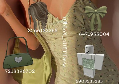 Cottage Core Outfit, Green Dress Outfit, Brown Hair Roblox, Blocksburg Outfit Codes￼, Fancy Dress Code, Armani Hotel, Cottage Core Dress, Long Green Dress, Spring Outfits Dresses