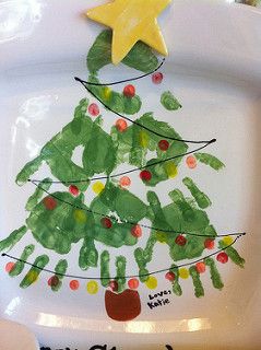 handprint christmas tree | by PicassoZ Crafts With Baby, Mistletoes Footprint Craft, Baby Footprints Christmas, Baby Art Crafts, Baby Christmas Crafts, Handprint Christmas Tree, Baby Footprint Art, Handprint Christmas, Footprint Crafts