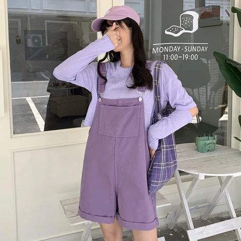 Loose Wide Leg Pants, Monthly Favorites, Pink Streetwear, Overalls Shorts, Strap Pants, Denim Overalls Shorts, Style Jumpsuit, Outfit Korean, Turning Red