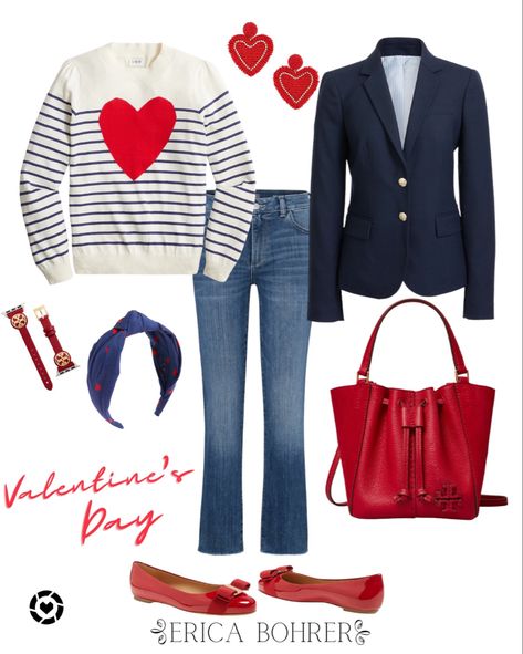 Valentine’s Day Outfit Idea for work! Teacher Style Outfits, Amazon Teacher Outfits, Teacher Capsule Wardrobe, Teacher Outfit, Heart Sweater, Teacher Style, Teacher Outfits, Day Outfit, Casual Style Outfits