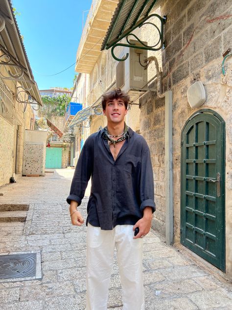 Greece Man Aesthetic, Europe Summer 2024 Outfits Men, Mykonos Outfit Summer Men, Europe Aesthetic Outfit Men, Greece Outfit Aesthetic Men, Europe Style Outfits Men, Greece Guys Outfit, Man Greece Outfit, Analog Coast Outfits