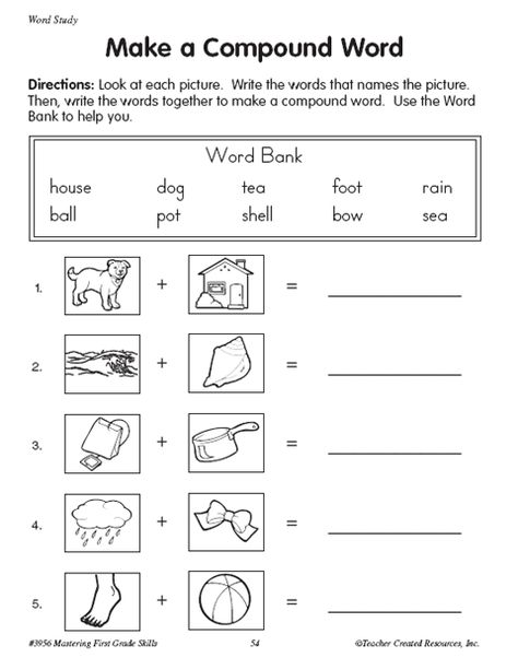 Resource Teacher, Compound Words Worksheets, Compound Words Activities, Teacher Created Materials, English Grammar Worksheets, English Worksheets For Kids, Phonics Kindergarten, Compound Words, Word Sorts