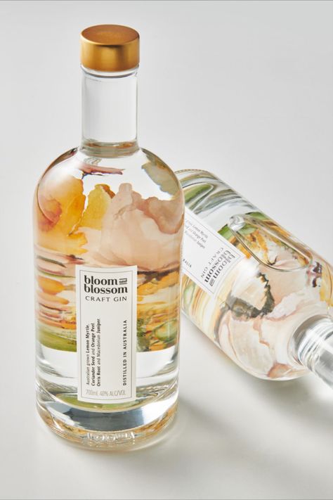 Beautiful Label Design, Clear Label Design, Floral Package Design, Liquor Packaging Design, Cocktail Packaging Design, Liquor Bottle Design, Gin Packaging Design, Gin Bottle Design, Glass Bottle Packaging Design