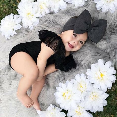 Girls Clothing Sets/Rompers Food Smoothies, Baby Girl Black, Big Bow Headband, Strapless Shirt, Infant Baby Girl, Off The Shoulder Romper, Off Shoulder Romper, Headband Outfit