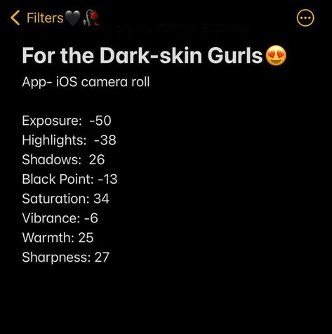 Dark Skin Iphone Edit, Edits For Pictures On Iphone, Instagram Filters For Brown Skin, Iphone Edits For Black Women, Baddie Photo Editing, Brown Skin Captions For Instagram, Dark Skin Captions, Dark Skin Captions For Instagram, How To Edit Dark Photos