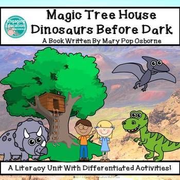 Magic Tree House Dinosaurs Before Dark Literacy Unit Dinosaurs Before Dark, 2nd Grade Centers, Magic Tree House, Magic Treehouse, Language Arts Elementary, Homeschool Programs, Novel Study, Classroom Community, Novel Studies