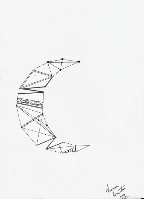 Geometric Moon, by Andressa Umetsu 2018. #drawing #moon #geometric #geometricmoon Leg Moon Tattoo, Geometric Moon Design, Moon Tattoo Geometric, Moon Geometric Tattoo, Tattoo Designs Geometric, Wrist Tatoo, Geometric Moon, Luna Tattoo, Tattoo Quotes About Life