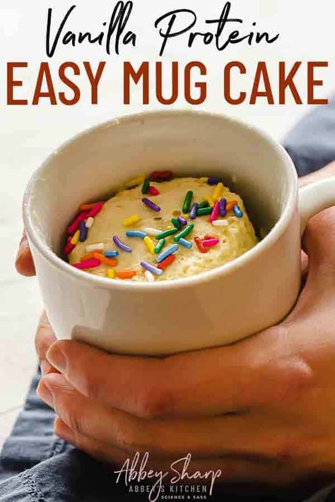 Protein Mug Cake Easy, Keto Mug Cake Microwave, Mug Cake Protein Powder, Protein Powder Cake, Keri Recipes, Protien Mug Cake, Mug Cake Easy, Abbey Sharp, Macro Desserts