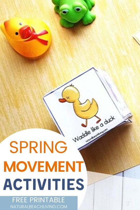 Spring Group Activities For Preschool, Spring Motor Skills Activities, Spring Large Motor Activities Preschool, Spring Lessons For Toddlers, Gross Motor Spring Activities, Spring Animal Toddler Activities, April Gross Motor Activities, Easter Movement Cards, Flower Movement Activities