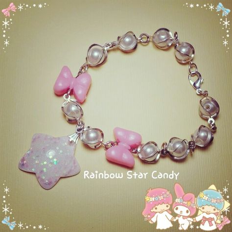 Available on the Rainbow Star Candy shop! Star Ribbon Bracelet! ❤Rainbowstarcandy.etsy.com❤ .   .   . 🐇 #Lolita #Fairykei #Gyaru #smallbusiness #bracelet #kawaiiaccessories #star #kawaii #cute #kawaiilifestyle #kawaiifashion #pink #sweet #RainbowStarCandy Gyaru Bracelet, Ribbon Bracelet, Hime Gyaru, Ribbon Bracelets, Star Candy, Kawaii Jewelry, Rainbow Star, Kawaii Accessories, Candy Shop