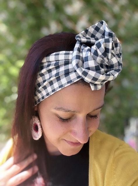 Gingham Pink Blue Green Black Wired Headwrap Boho Style/Wire Headband/Turban /Retro HeadBand / Hair / Accessories / Top Knot / Headscarf by MayaLaneShop on Etsy Updo With Headband, Wired Headband, Retro Headband, Headband Turban, Wire Headband, Head Scarves, Head Bands, Turban Headbands, Headband Hair