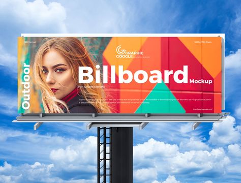 Free Advertisement Billboard Mockup Design For Brand Promotion - Mockup Planet Shelf Designs, Outdoor Advertising Mockup, Free Sky, Outdoor Logos, Billboard Mockup, Billboard Advertising, Graphic Design Collection, Free Mockup Templates, Billboard Design