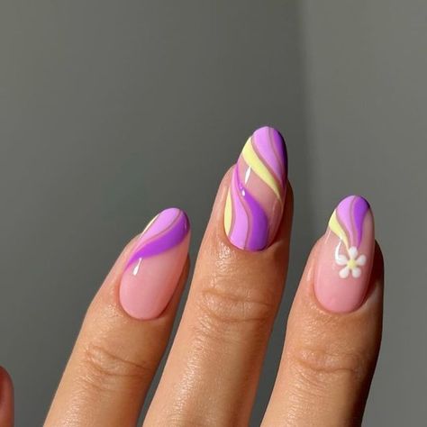 Marnie 🍒🌸🦋🌈✨ on Instagram: "purple + yellow = match made in heaven😇  #summernails #nailinspo #purplenails #nails #nailart #naildesign" Purple And Yellow Nails, Lavender Nails, Match Made In Heaven, Purple And Yellow, Yellow Nails, Made In Heaven, Match Making, Purple Nails, Nails Nailart