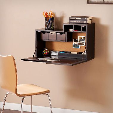 Brandiham Wall Mount Desk, Black/Chocolate - Sam's Club Wall Mount Desk, Mounted Desk, Fold Down Desk, Wall Mounted Desk, Floating Desk, Apartment Makeover, Wall Desk, Black Desk, Headboard Storage