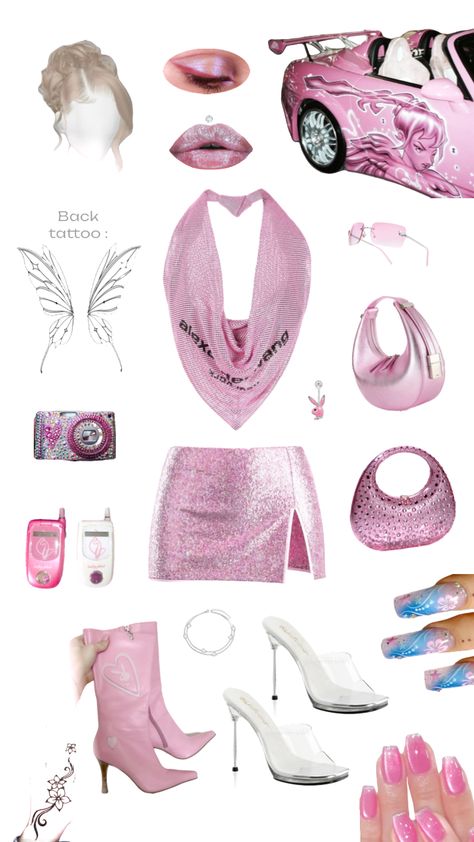 Y2k Core Pink Club Outfit #parishilton #parishiltonaesthetic #parishiltonoutfits #pink #y2k #rhinestones #barbie #chainmail #openbacktop #sequinoutfit #sequins Pink Clubbing Outfit, Pink Club Outfit, Y2k Pink Outfit, Paris Hilton Outfits, Paris Hilton Aesthetic, Y2k Core, Pink Club, Clubbing Outfit, Sequin Outfit