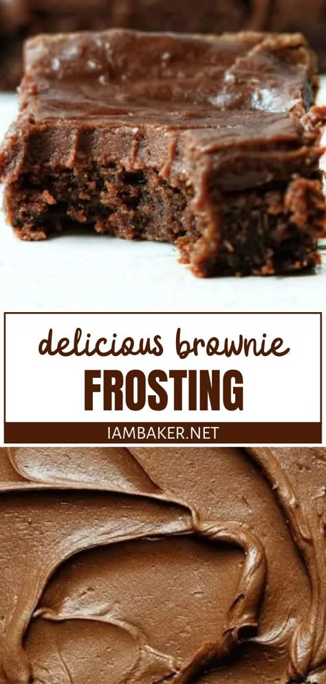 Brownie And Frosting Recipe, Creamy Brownie Frosting, Homemade Brownie Frosting, Iced Brownies Frosting Recipes, Best Icing For Brownies, Brownie Fudge Frosting, Fudge Iced Brownies, Fudge Brownies With Frosting, Fudge Frosting For Brownies