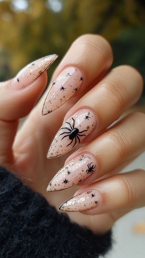 23 Neutral Halloween Nail Ideas for a Stylish Yet Subtle Look | Lookosm Subtle Halloween Nail Designs, Stylish Halloween Nails, Tan Halloween Nails, Halloween Subtle Nails, Halloween Elegant Nails, Halloween Nails Elegant, Halloween Neutral Nails, Halloween Nails Neutral, Halloween Nude Nails