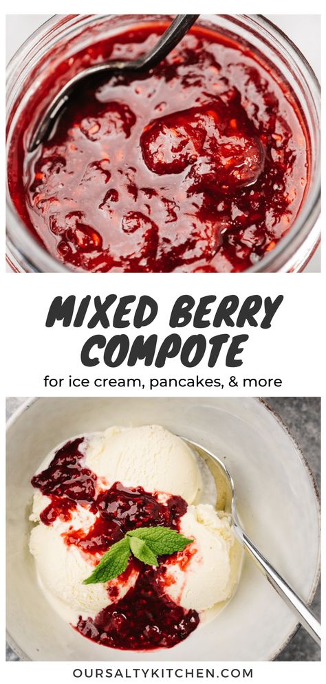 Berry Compote For Pancakes, Mixed Berry Compote, Baking Room, Fruit Topping, Cream Pancakes, Compote Recipe, Fruit Sauce, Berry Sauce, Berry Compote