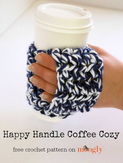 Happy Handle Coffee Cozy - moogly Cup Cozy With Handle, Crochet Gifts For Mom, Crochet Teacher Gifts, Cup Cozies, Crochet Cup Cozy, Crochet Christmas Gifts, Crochet Cozy, Mug Cozy, Coffee Sleeve