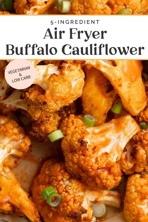 Air fryer buffalo cauliflower is perfectly spicy and delicious! A great snack, appetizer, or side dish for vegans, vegetarians, or simply those in search of a healthy recipe. Enjoy this irresistibly crispy air fryer buffalo cauliflower with your favorite creamy dip! Air Fryer Buffalo Cauliflower, Buffalo Cauliflower Recipes, Simple Sides, Cauliflower Recipes Healthy, Vegan Buffalo Cauliflower, Snacks Easy, Paleo Food, Creamy Dip, Buffalo Cauliflower