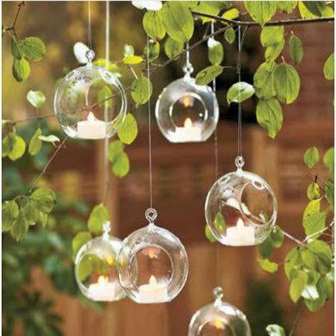 Amazon.com: 18pcs Small Ball Globe Shape Clear Transparent Hanging Glass Vase Flower Plants Terrarium Vase Container DIY Wedding Home Decoration (Clear): Health & Personal Care Hanging Glass Vase, Hanging Tea Lights, Hanging Candle Holder, Candle Wedding Centerpieces, Terrarium Containers, Air Plant Terrarium, Geometric Terrarium, Candle Holders Wedding, Glass Tea Light Holders