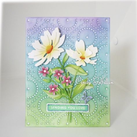 Simon Says Stamp sunrise stems die, Spellbinders wildflowers & circle stitched background dies, Altenew bold sentiments stamp, distress inks, blender brushes Flowers Cards, Simon Says Stamp, Simon Says, Distress Ink, Scrapbooking Ideas, Love Cards, Cut Flowers, I Card, Cards Handmade