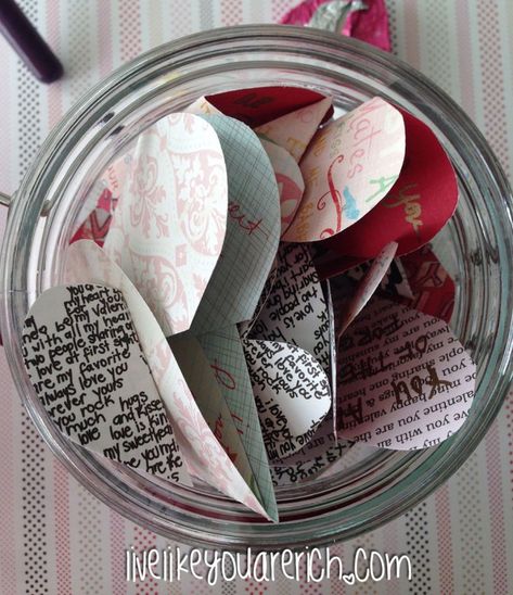 Words of Affirmation Valentine's Jars Words Of Affirmation Gift Ideas, Words Of Affirmation Gifts, Compliment Jar, Affirmation Jar, Sewing Gift Ideas, Marriage Bible Verses, Marriage Retreats, Holiday Hand Towels, Valentine Words