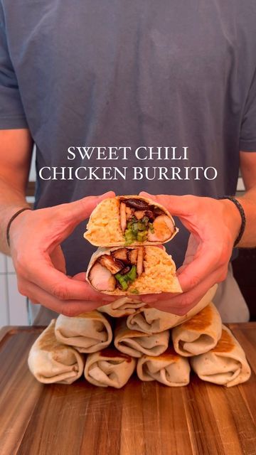 Burritos Freezer, High Protein Burrito Freezer, Frozen Burrito Meal Prep, Healthy Meal Prep Burritos, Make Ahead Burritos Frozen, Tom Walsh Stealth Health Recipes, Sweet Chili Chicken, Sweet Chicken, Freezer Meal Prep