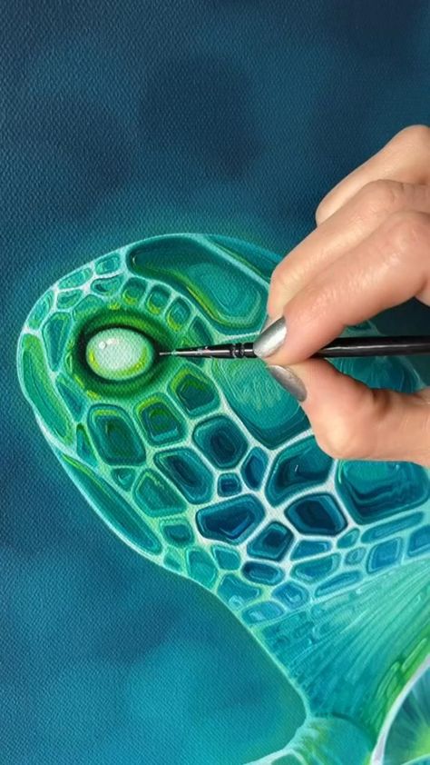 Turtle Painting Acrylic, Pintura A Guache, Akvarel Illustration, Handmade Canvas, Soyut Sanat Tabloları, Turtle Painting, Turtle Art, Art Painting Gallery, Painting Art Lesson