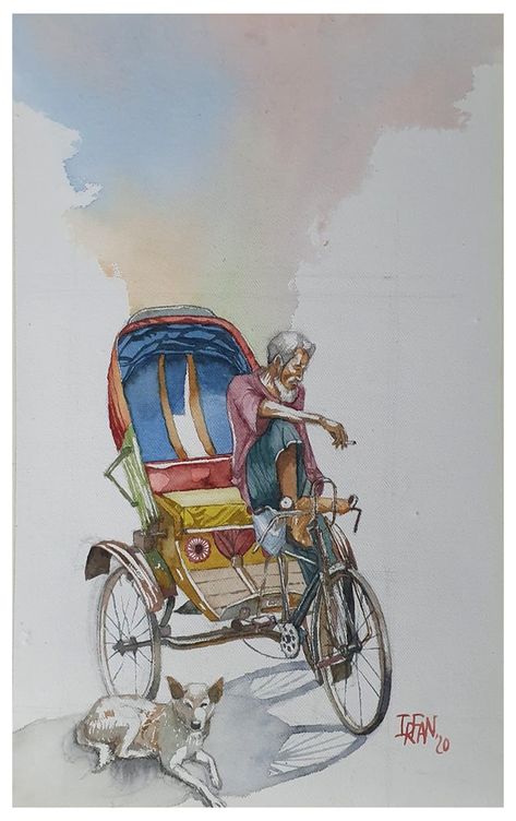 Rickshaw Sketch, Rikshaw Art Bangladesh, Rickshaw Drawing, Rikshaw Paint, Rickshaw Aesthetic, Kolkata Painting, Ladybird Drawing, Rickshaw Painting, Rickshaw Art